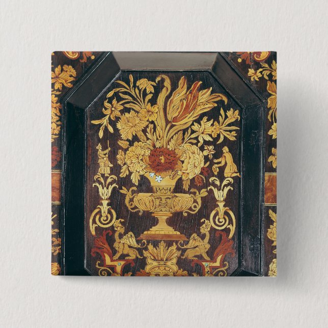 Badge Carré 5 Cm Détail de marqueterie d'un buffet (Devant)