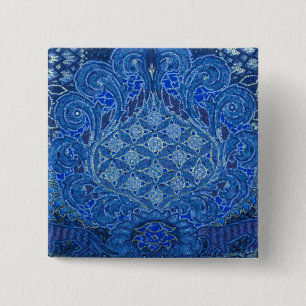 Badge Carré 5 Cm Détail de mosaïque bleue, Allemagne