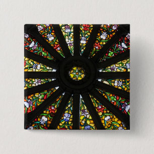 Badge Carré 5 Cm Détail de vitrail