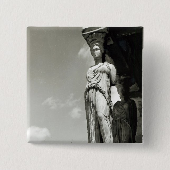 Badge Carré 5 Cm Détail d'une cariatide de l'Erechtheion (Devant)