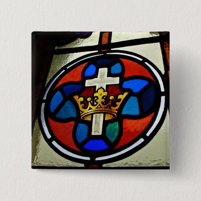 Badge Carré 5 Cm Détail en verre souillé (Devant)