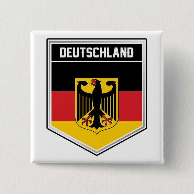 Badge Carré 5 Cm Deutschland/Allemagne - Bouclier indicateur (Devant)