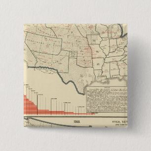 Badge Carré 5 Cm Deux cartes lithographiées des États-Unis