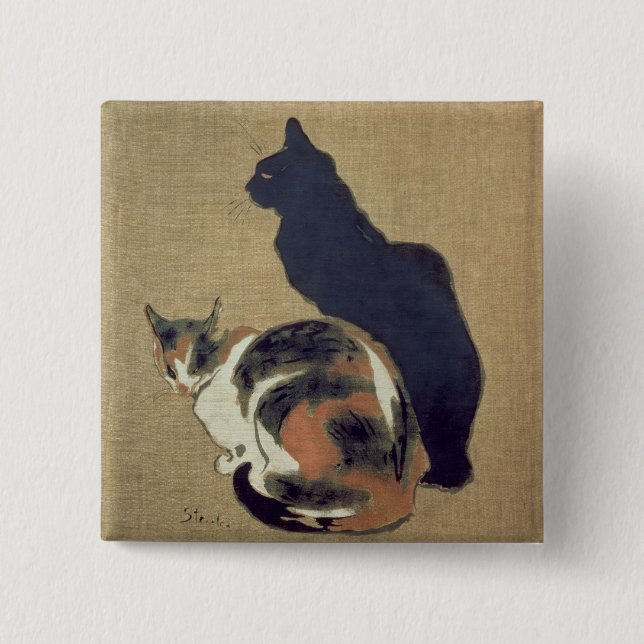 Badge Carré 5 Cm Deux chats, 1894 (Devant)
