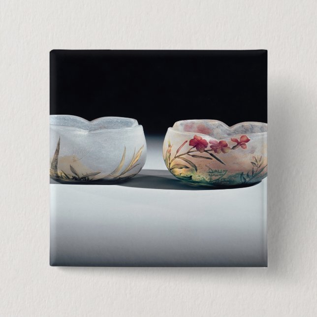 Badge Carré 5 Cm Deux cuvettes par Daum, Nancy, France (Devant)