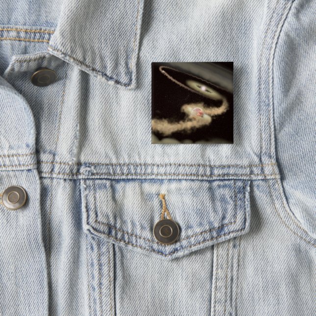 Badge Carré 5 Cm Deux Exoplanètes Géantes De Gaz Orbitant Une Jeune (En situation)