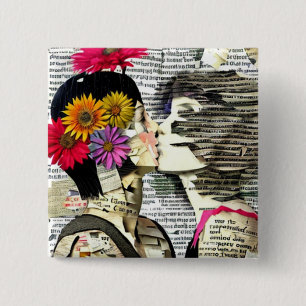 Badge Carré 5 Cm Deux femmes amoureuses   Pride Kiss