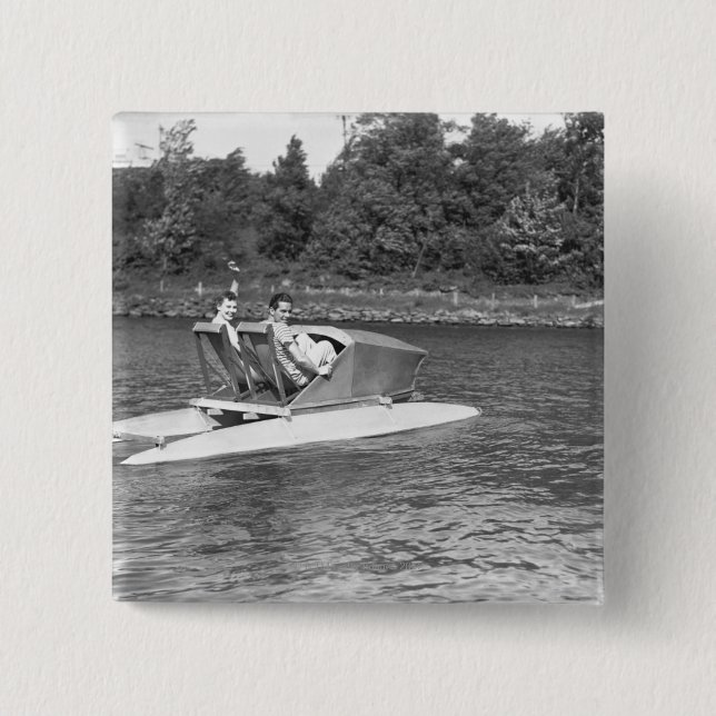 Badge Carré 5 Cm Deux hommes (Devant)