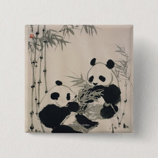 Badge Carré 5 Cm Deux pandas