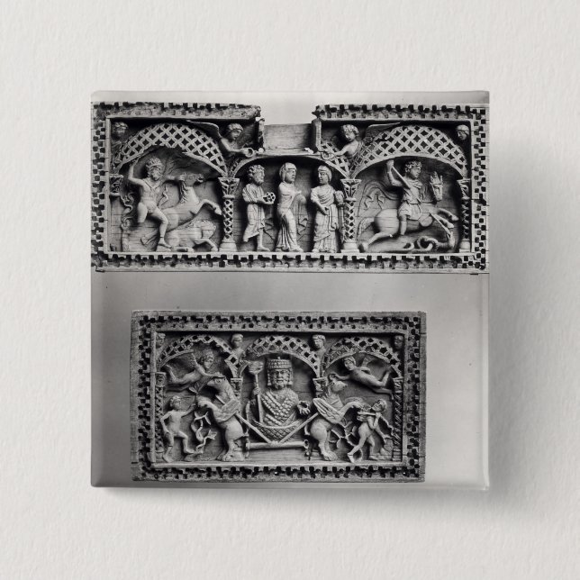 Badge Carré 5 Cm Deux plaques d'un coffre (Devant)