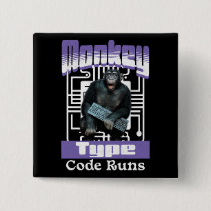 Badge Carré 5 Cm Développeur Full-Stack de type singe, code s'exécu