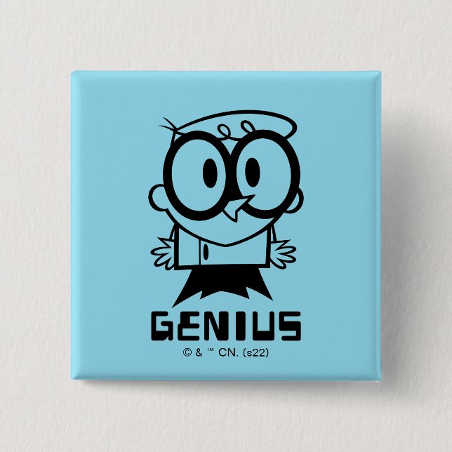 Badge Carré 5 Cm Dexter "Genius" - Graphique en bref (Devant)