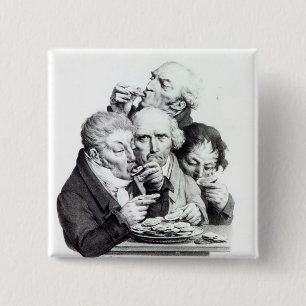 Badge Carré 5 Cm d'Huitres de Les Mangeurs, 1825