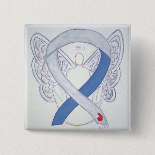 Badge Carré 5 Cm Diabetes Awareness Ribbon Custom Angel IDDM Pins (Devant)