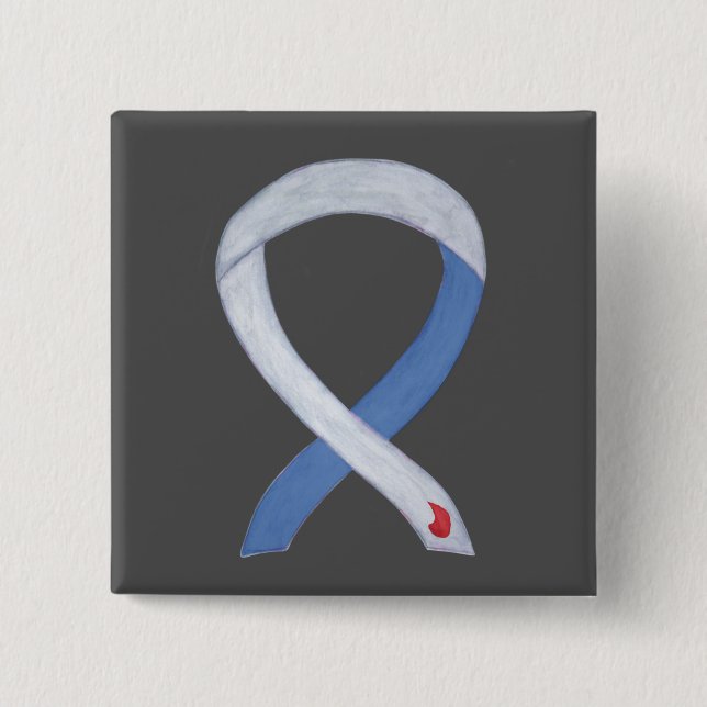 Badge Carré 5 Cm Diabetes Awareness Ribbon Custom IDDM Pins (Devant)