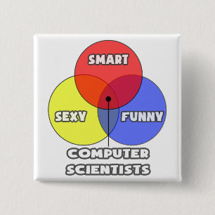 Badge Carré 5 Cm Diagramme de Venn .. Informaticien
