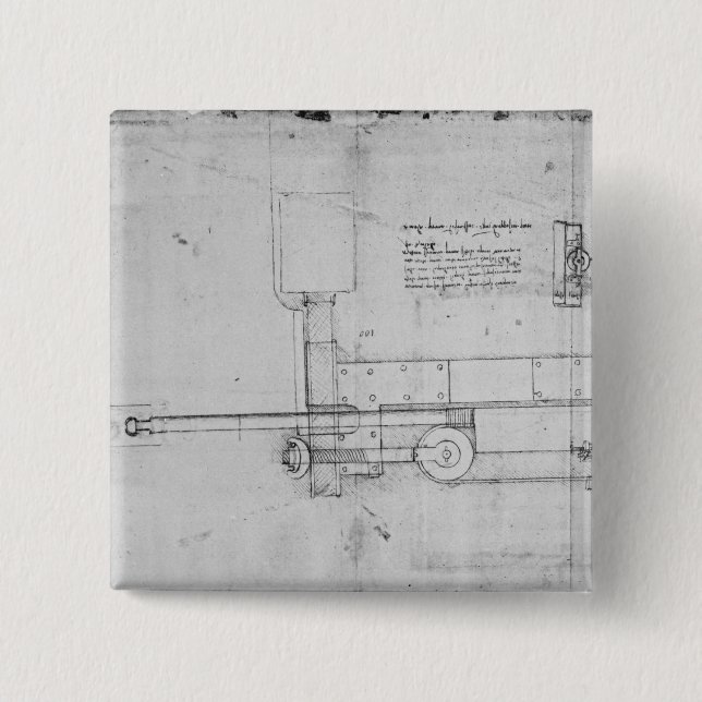 Badge Carré 5 Cm Diagramme d'un boulon mécanique (Devant)