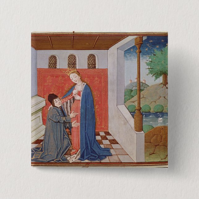 Badge Carré 5 Cm Dialogue entre Boethius et philosophie (Devant)