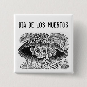 Badge Carré 5 Cm Diamètre de los muertos Button