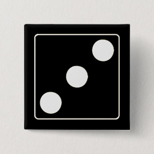 Badge Carré 5 Cm DICE numéros de pips blanc 3 + votre backgr.