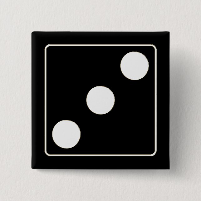 Badge Carré 5 Cm DICE numéros de pips blanc 3 + votre backgr. (Devant)