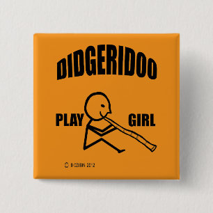Badge Carré 5 Cm Didgeridoo Jouer fille