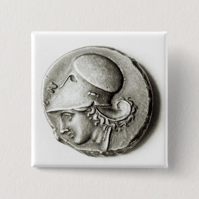 Badge Carré 5 Cm Didrachma de Heracles : Athéna de representation (Devant)