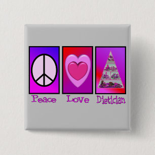 Badge Carré 5 Cm Diététicien d'amour de paix