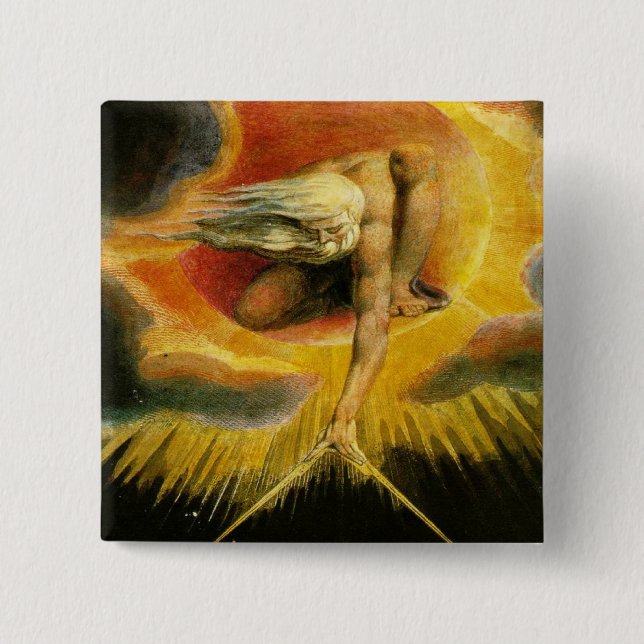 Badge Carré 5 Cm Dieu d'art de William Blake (Devant)
