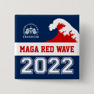 Badge Carré 5 Cm Dieu Famille Pays Liberté 2022 MAGA Red Wave
