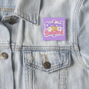 Badge Carré 5 Cm Différent Est Beau Mignon Pastel Kawaii Enfants
