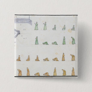 Badge Carré 5 Cm Différentes positions du corps pendant la prière