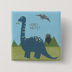 Badge Carré 5 Cm Dino-mite Dinosaur