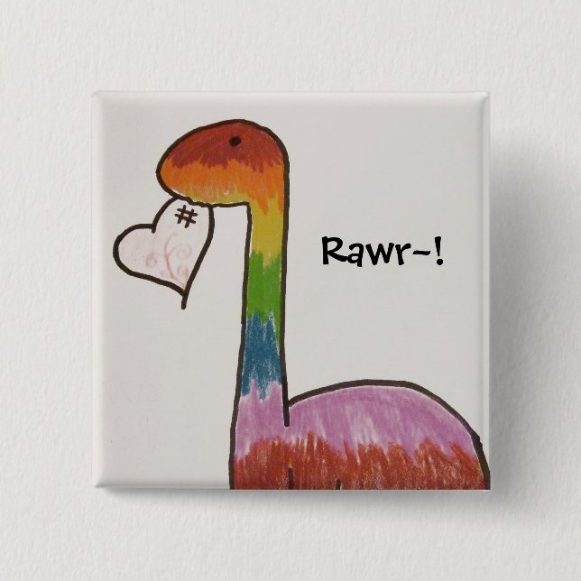 Badge Carré 5 Cm Dinosaure d'arc-en-ciel (Devant)