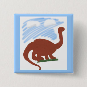 Badge Carré 5 Cm Dinosaure dessin animé