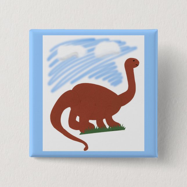 Badge Carré 5 Cm Dinosaure dessin animé (Devant)