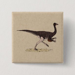 Badge Carré 5 Cm Dinosaure ornithomimus crétacé