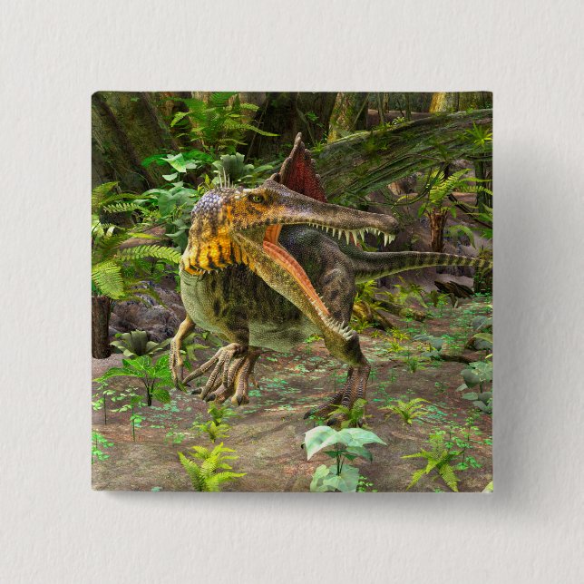 Badge Carré 5 Cm Dinosaure Spinosaurus (Devant)