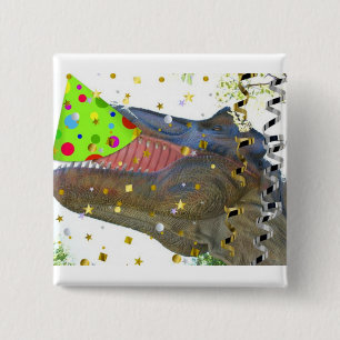 Badge Carré 5 Cm Dinosaure T-Rex Party Animal