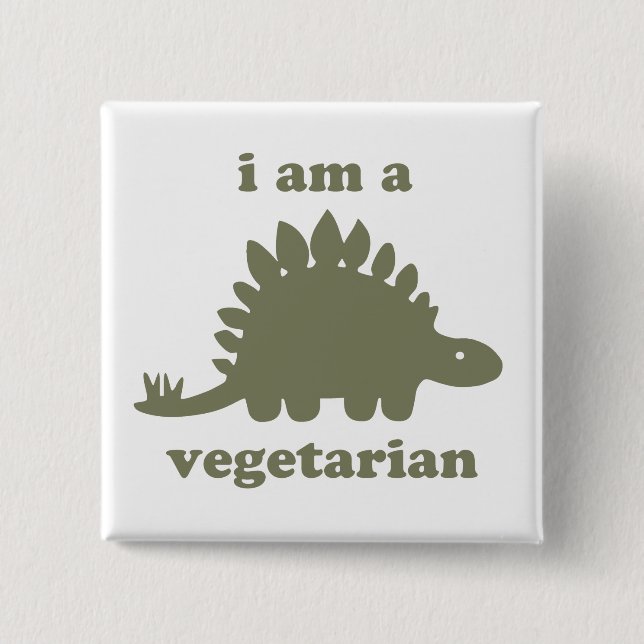 Badge Carré 5 Cm Dinosaure végétarien de Stegosaurus - vert (Devant)