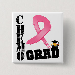 Badge Carré 5 Cm Diplômé de chimio de cancer du sein