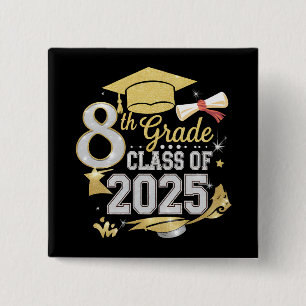 Badge Carré 5 Cm Diplômé de la promotion 2025 de 8e année