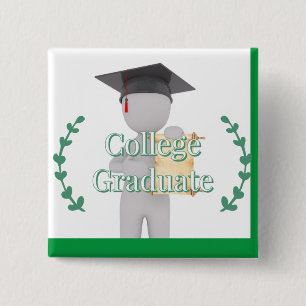 Badge Carré 5 Cm Diplômé du Collège