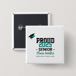 Badge Carré 5 Cm Diplômé fier de l'école personnalisé