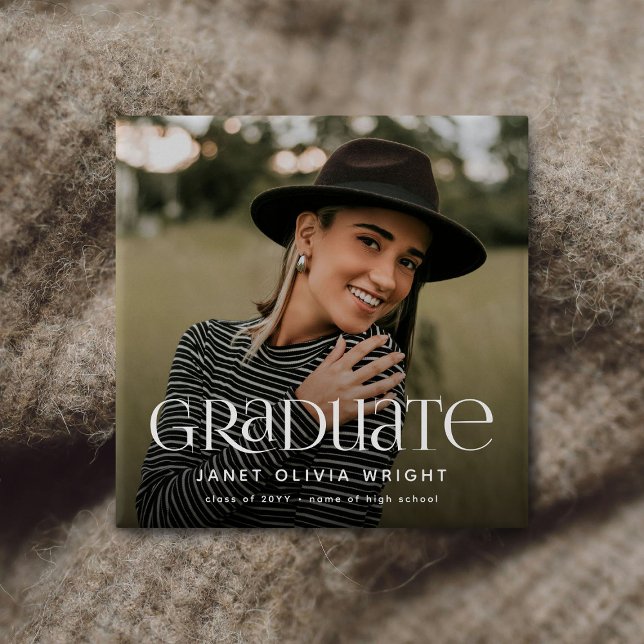 Badge Carré 5 Cm Diplômé moderne - Diplôme photo personnalisé (Créateur téléchargé)