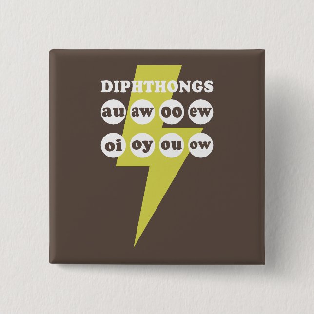 Badge Carré 5 Cm Dipthongs Apprendre l'anglais avec des phoniques (Devant)