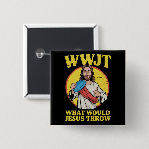 Badge Carré 5 Cm Disc Golf Wwjt Que jetterait Jésus Frisbee