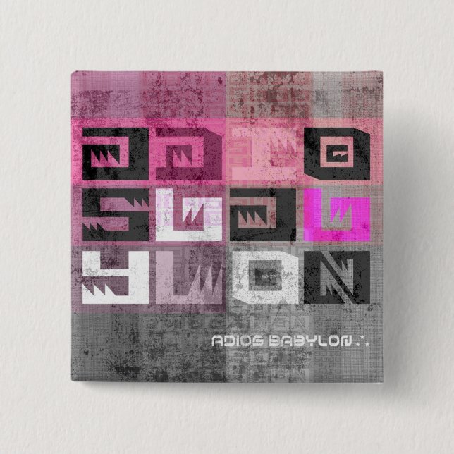 Badge Carré 5 Cm Disques de Babylone d'Adios (Devant)