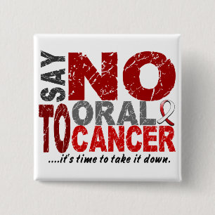 Badge Carré 5 Cm Dites NON au Cancer oral 1