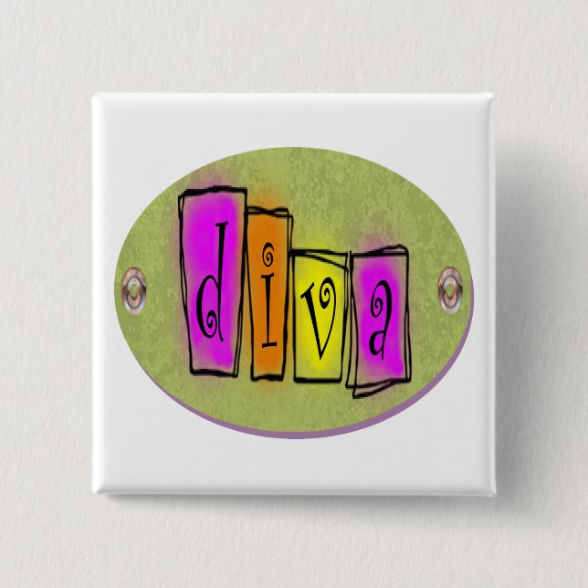 Badge Carré 5 Cm Diva (Devant)